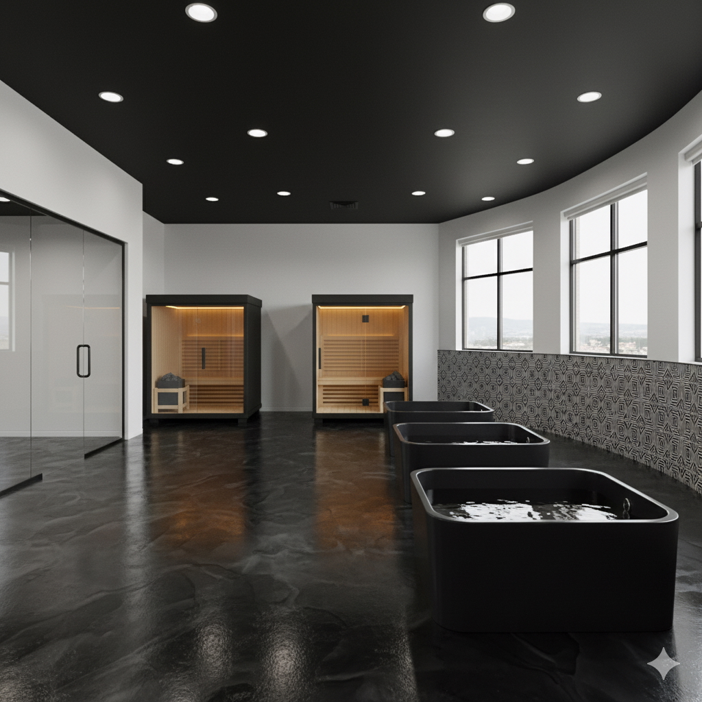 RESOURCED Contrast Therapy - Cold plunge and sauna wellness space